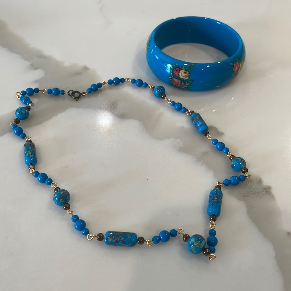 Blue Cuff Bracelet and Necklace